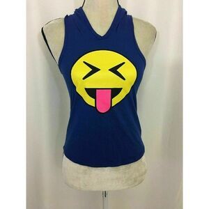 Bottle Capps New Blue Smiley Face Tongue tank top